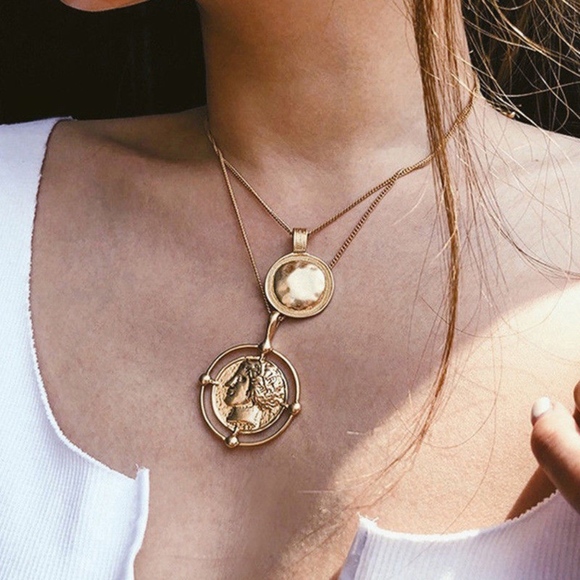 'My Sailor' Gold Coin Portrait Layered Necklace - Picture 1 of 9